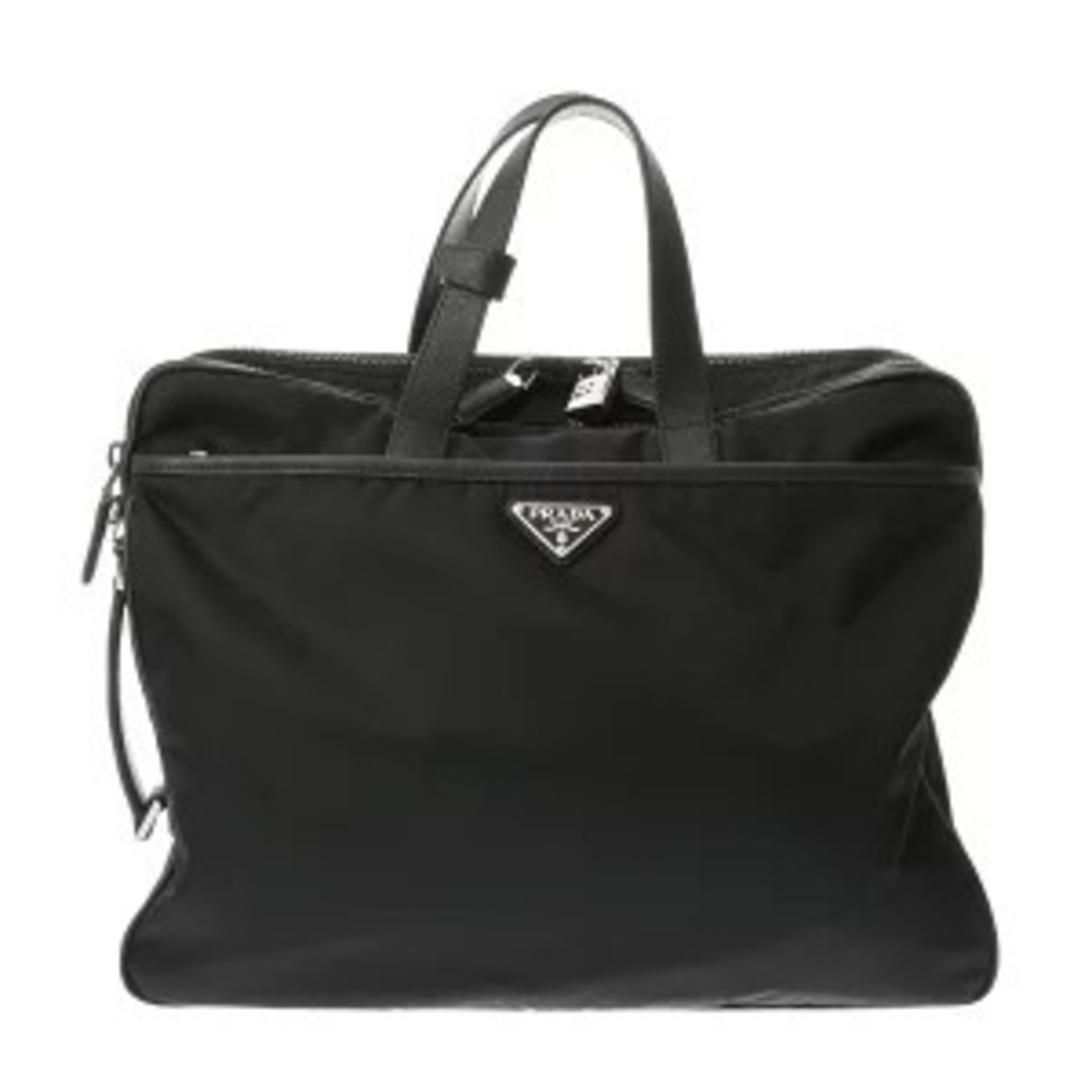 Prada Briefcase Tessuto Re Black Saffiano Leather Bag